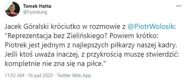 Góralski STANOWCZO na temat reprezentacji bez Piotra Zielińskiego